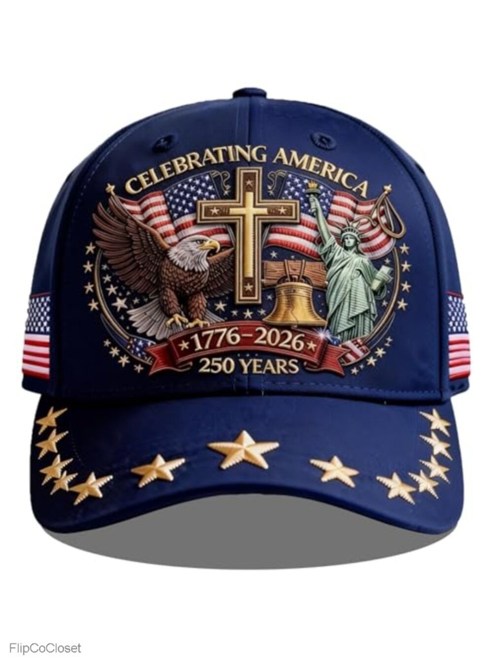 USA 250th Anniversary Eagle Liberty Baseball Cap - Adjustable Patriotic Denim